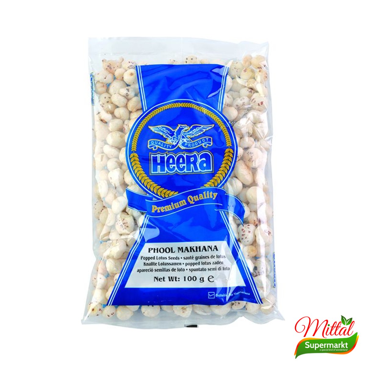Heera Phool Makhana 100g, Gepofte Lotuszaden (Fox Nuts)