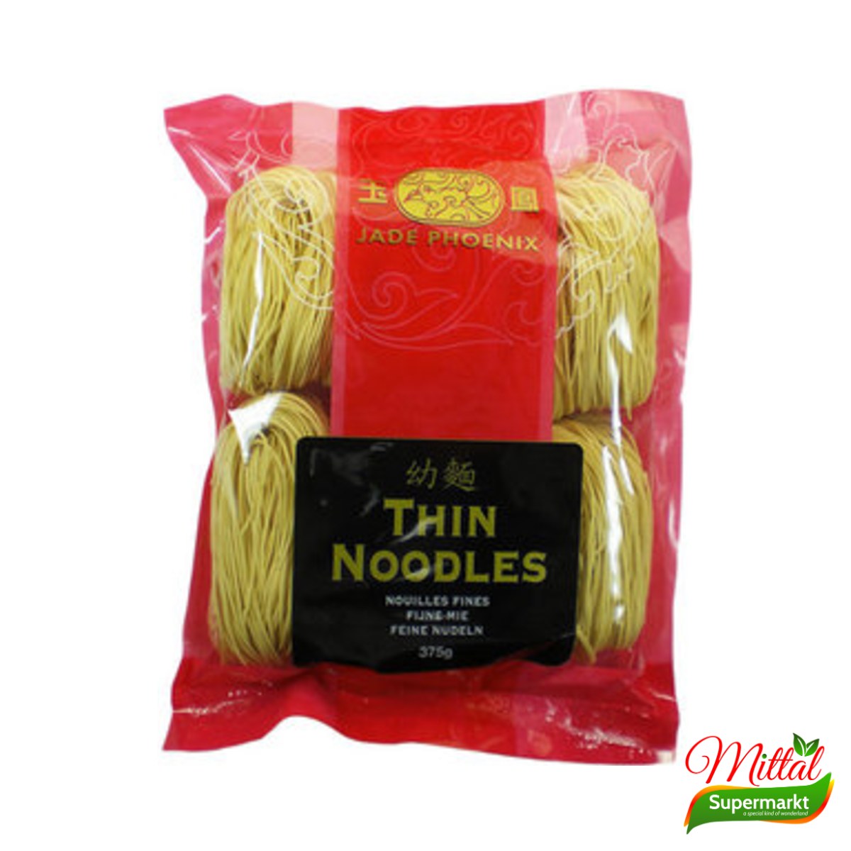 Jade Phoenix Thin Noodles 375g, Dunne Eiernoedels (Thin Egg Noodles)