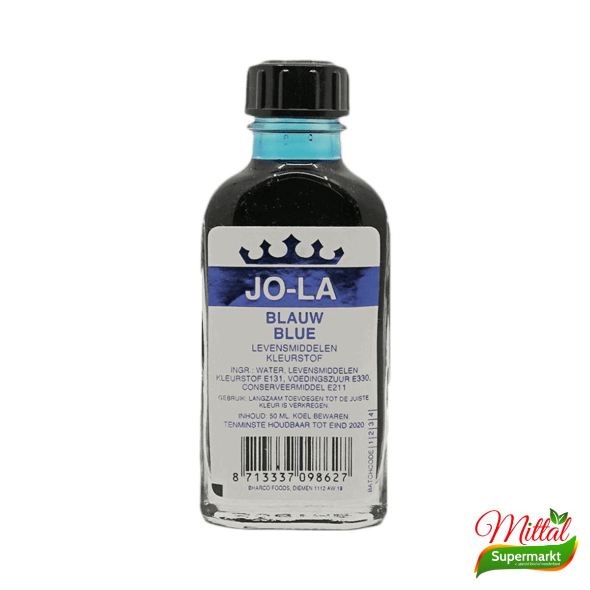 Jo-La Blauwe Kleurstof 50ml, Levensmiddelenkleurstof voor Bakken (Blue Food Colour)