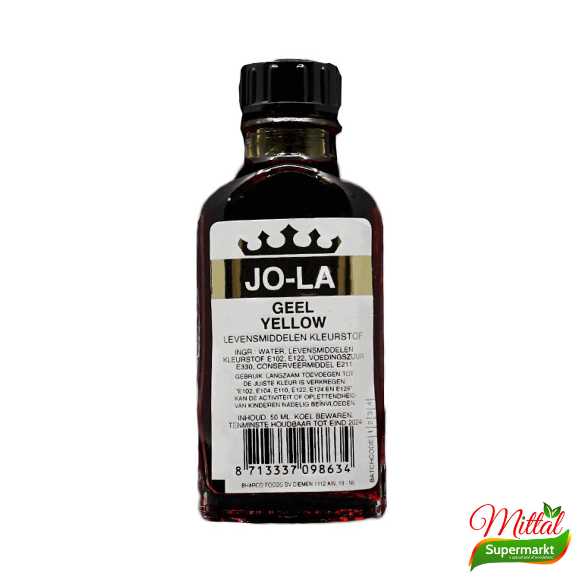 Jo-La Gele Kleurstof 50ml, Levensmiddelenkleurstof voor Bakken (Yellow Food Colour)