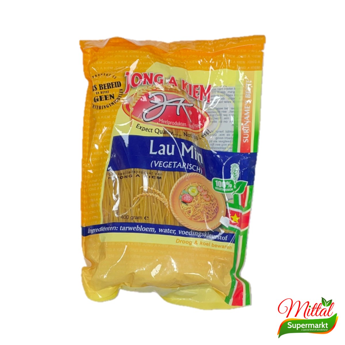 Jong A Kiem Lau Min 400g, Surinaamse Mie Noedels (Lo Mein Noodles)