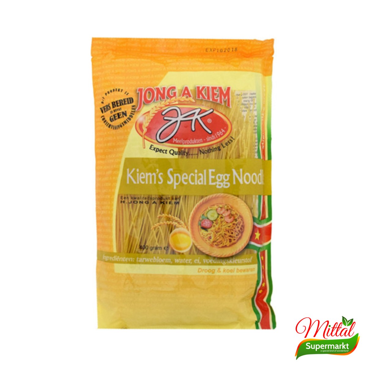 Jong A Kiem Special Egg Noodles 400g, Eiernoedels (Egg Noodles) 2 eiernoedels – Jong A Kiem Special Egg Noodles 400g