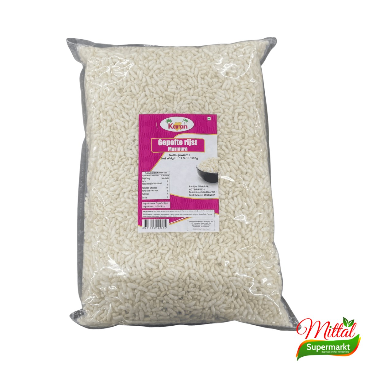 Karan Murmura 500g, Gepofte Rijst voor Bhel (Puffed Rice)
