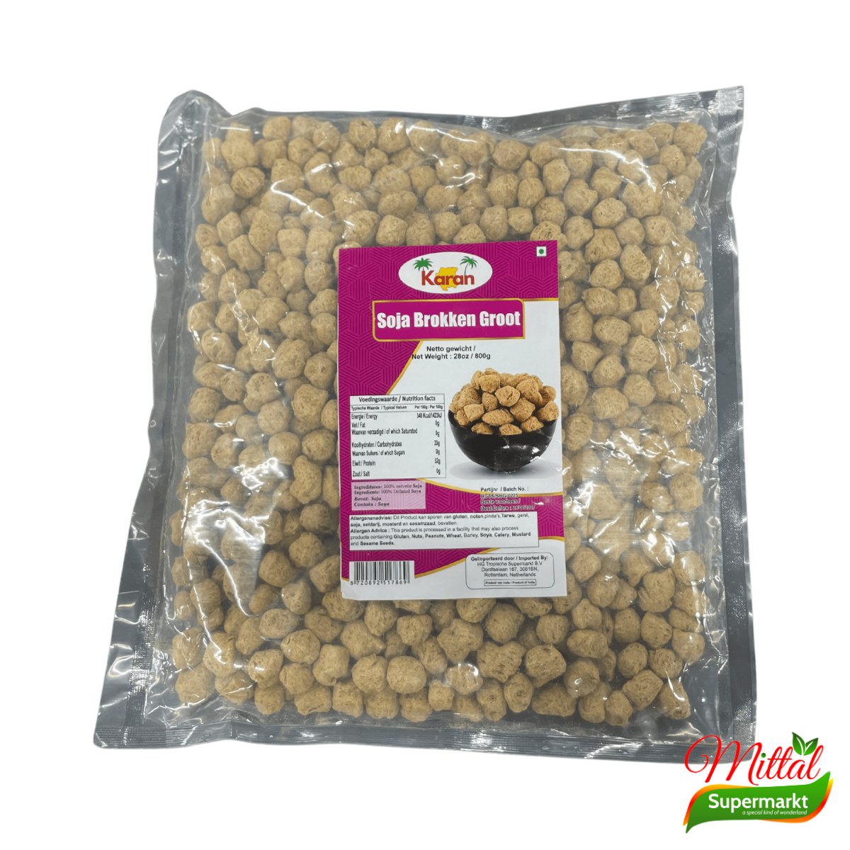 Karan Soja Brokken Groot 800g, Sojabrokken Vleesvervanger (Soya Chunks)
