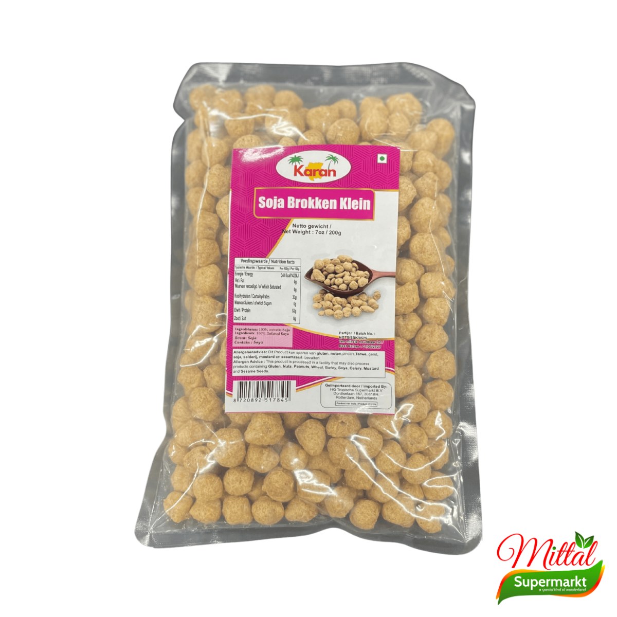 Karan Soja Brokken Klein 200g, Fijne Sojabrokken Vleesvervanger (Soya Mini Chunks)