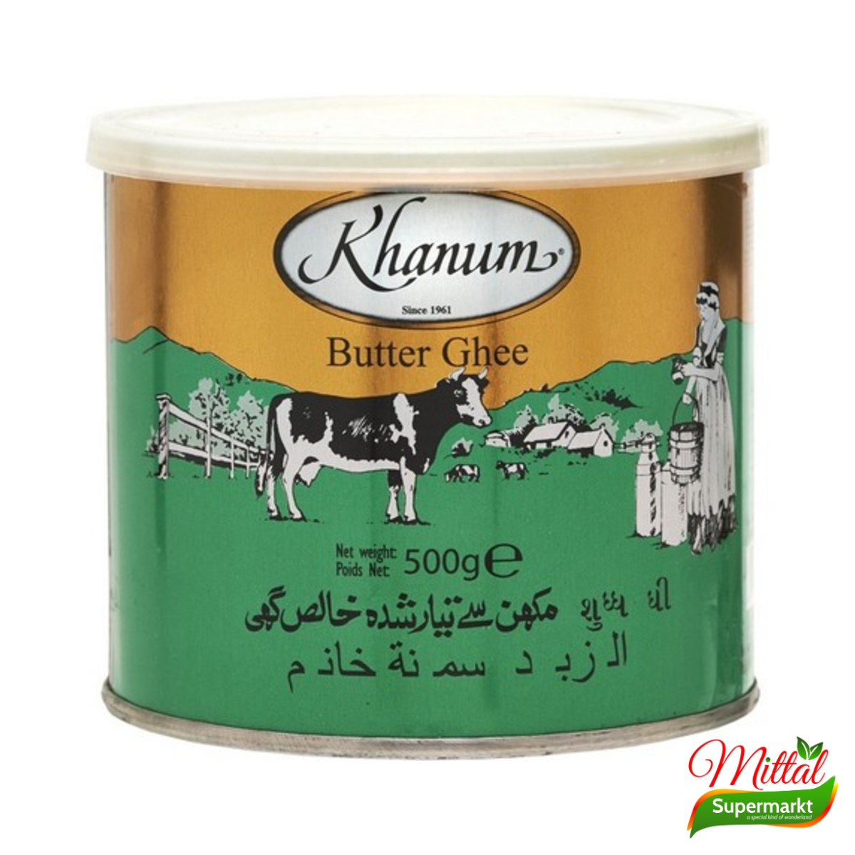 Khanum Butter Ghee 500g, Zuivere Geklaarde Boter (Pure Ghee)