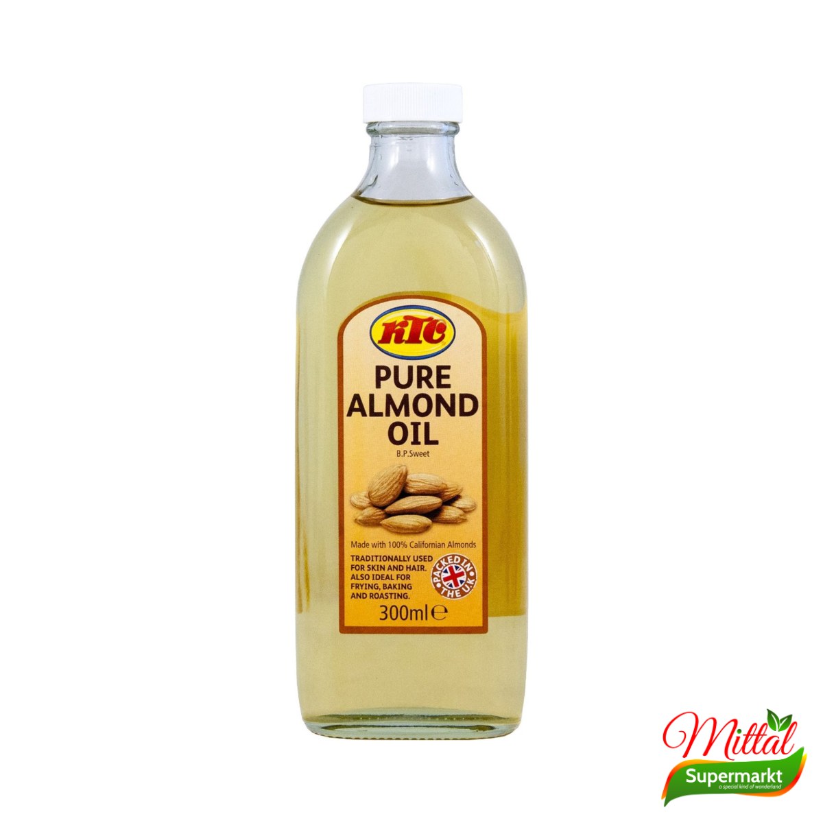 KTC Almond Oil 200ml, Pure Amandelolie voor Huid en Haar (Badam Oil)