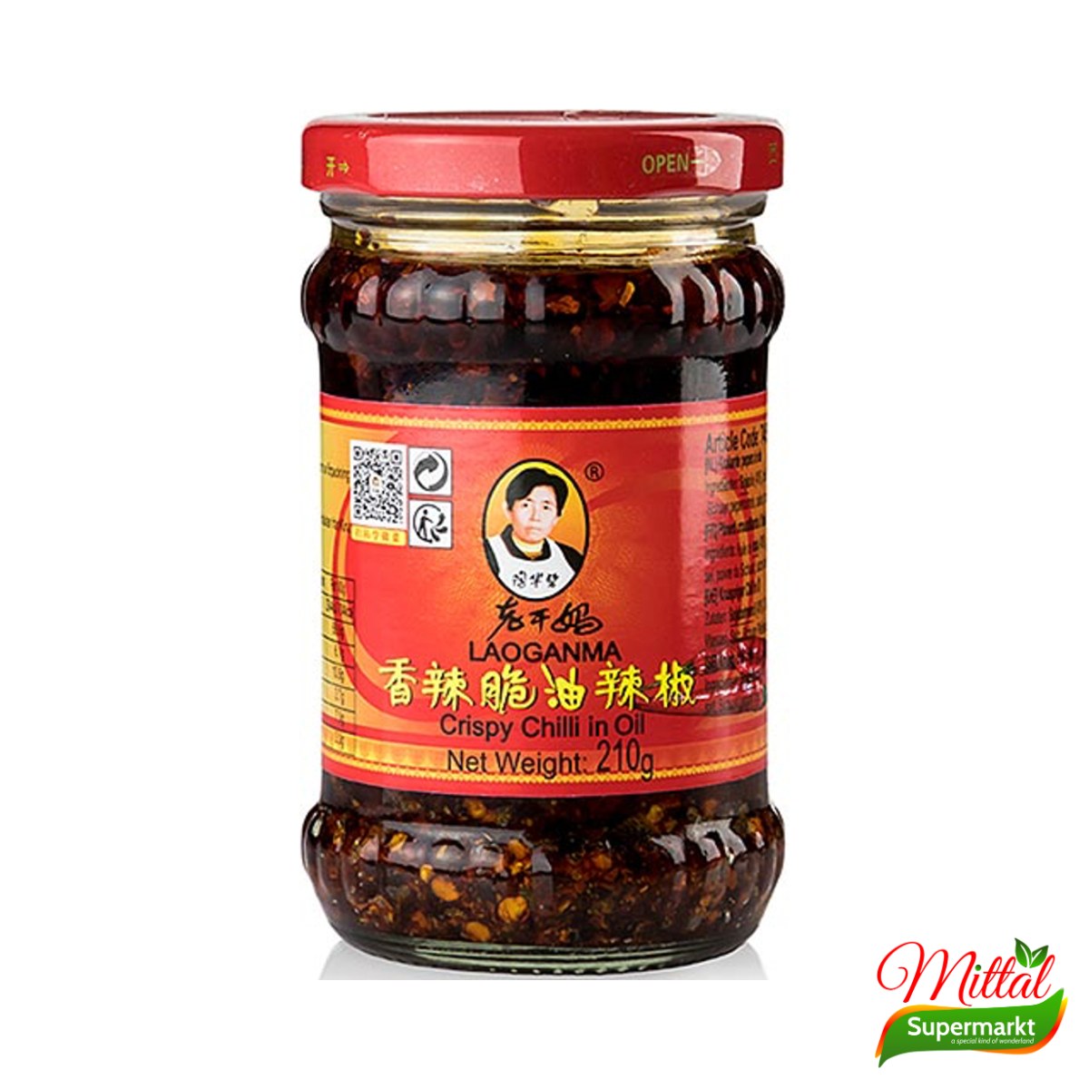 Lao Gan Ma Crispy Chili Oil 210g, Krokante Chiliolie (Chilli Oil)