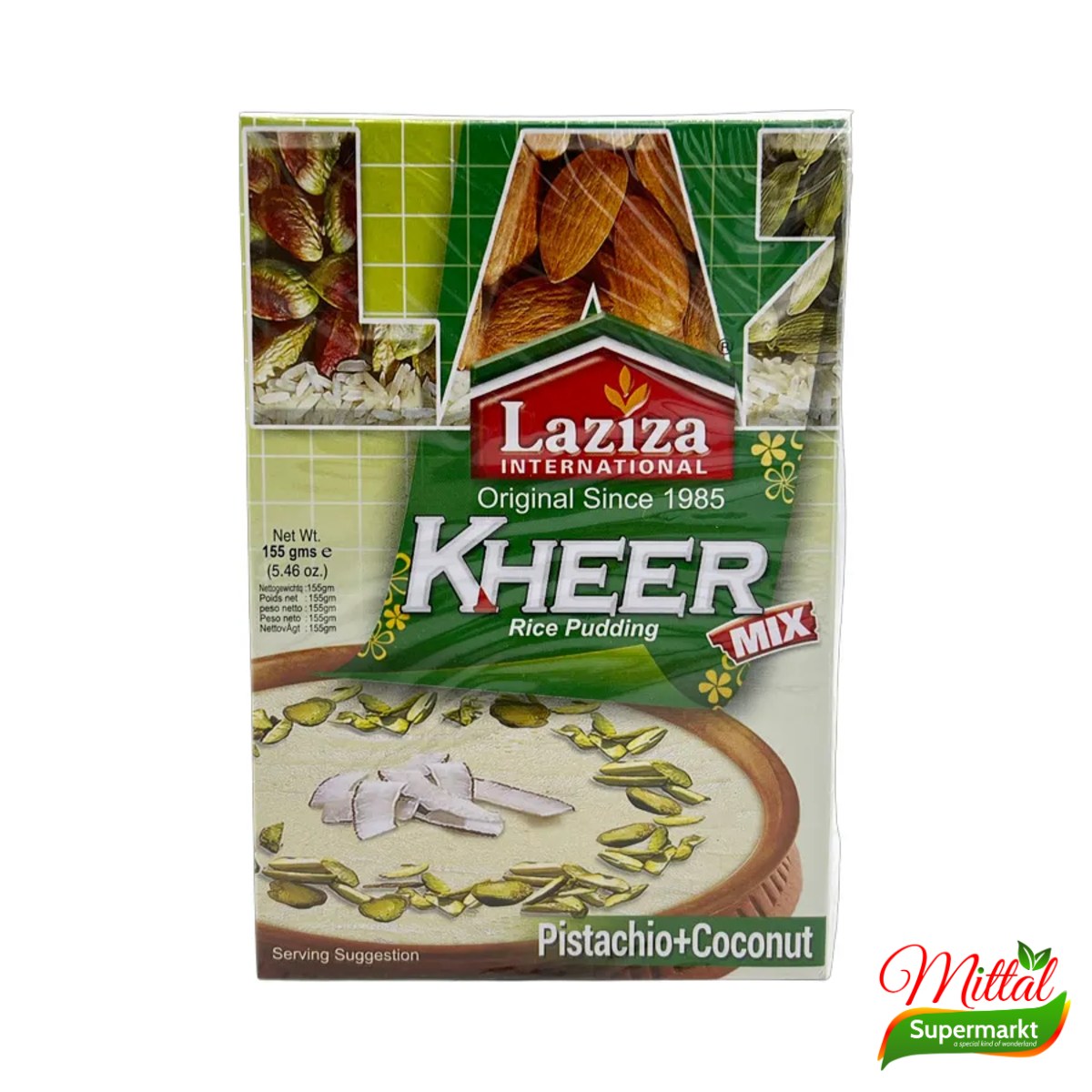 Laziza Kheer Pistache en Kokos, Dessertmix voor Rijstpudding (Kheer Mix)