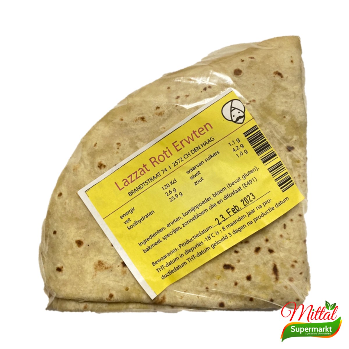 Lazzat Daal Roti 3 Stuks, Roti Gevuld met Spliterwten (Dhalpuri Roti) 2 roti gevuld met spliterwten – Lazzat Daal Roti 3 Stuks
