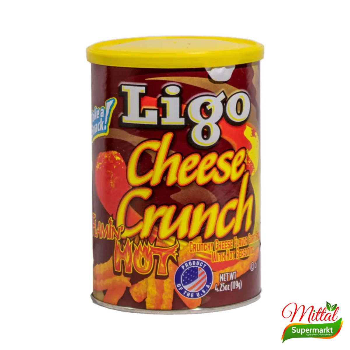 Ligo Cheese Curlz Hot 119g, Pittige Kaaskrulletjes (Hot Cheese Curls)