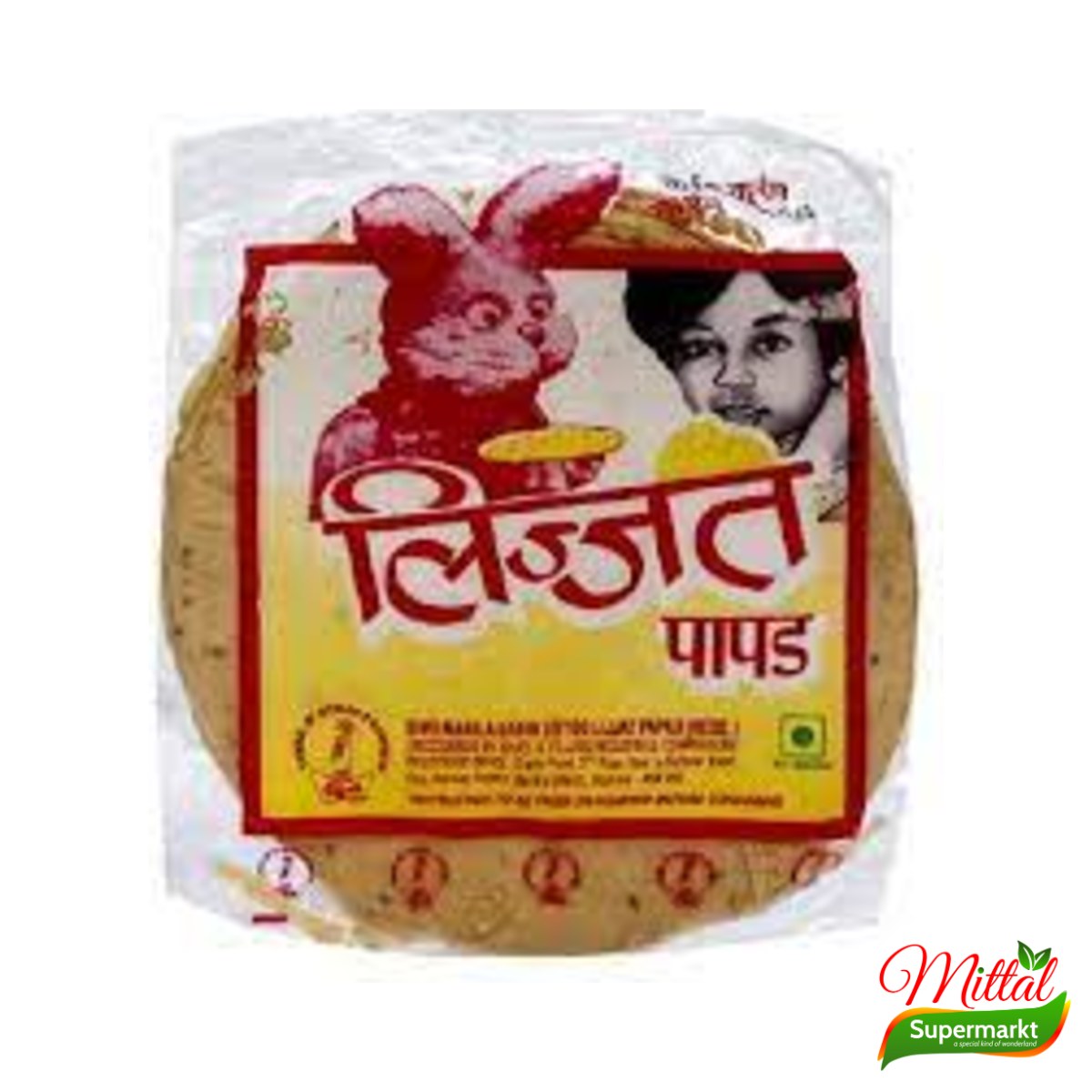 Lijjat Black Pepper Papad 200g, Papadums met Zwarte Peper (Papad)