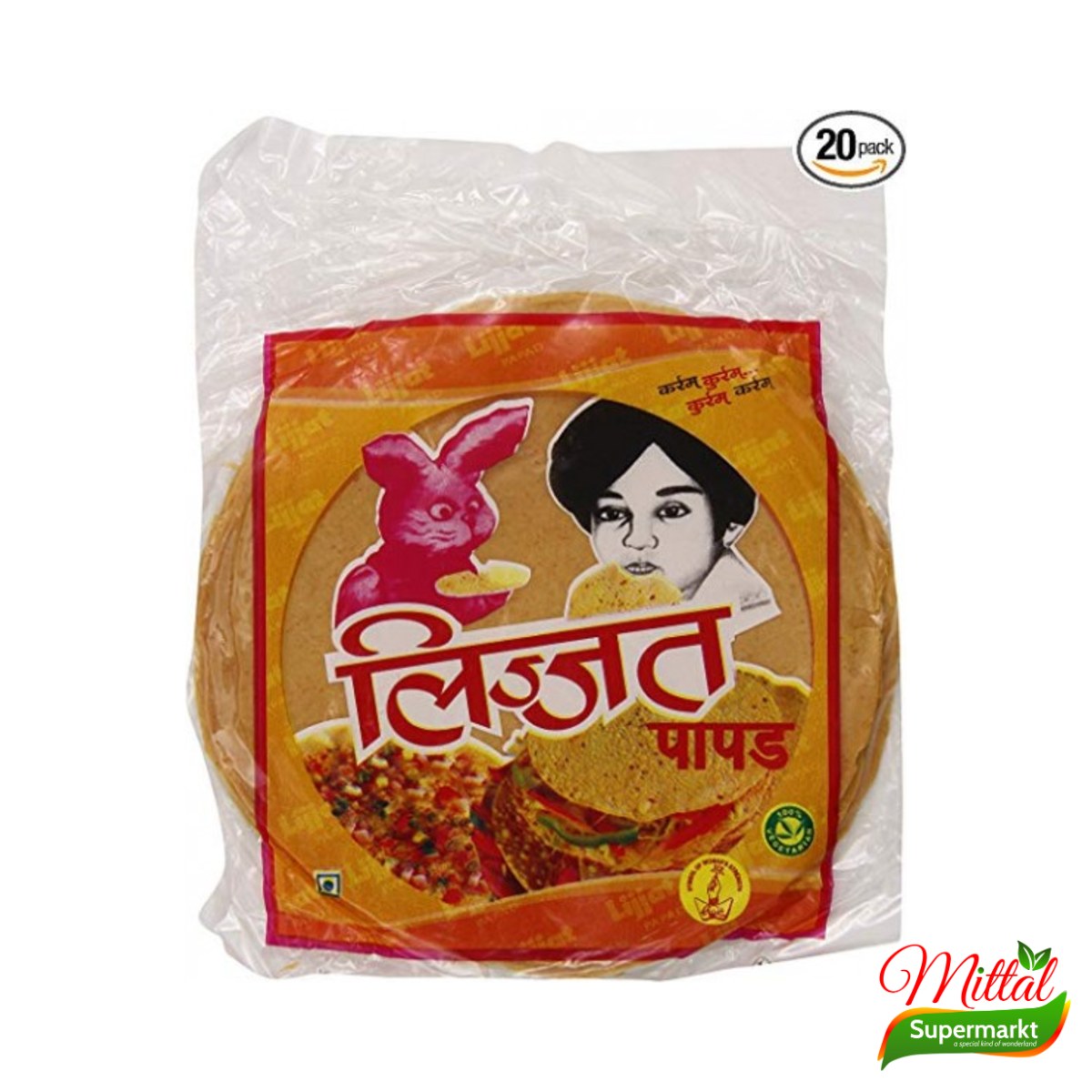 Lijjat Red Chilli Papad 200g, Pittige Papadums (Papad)