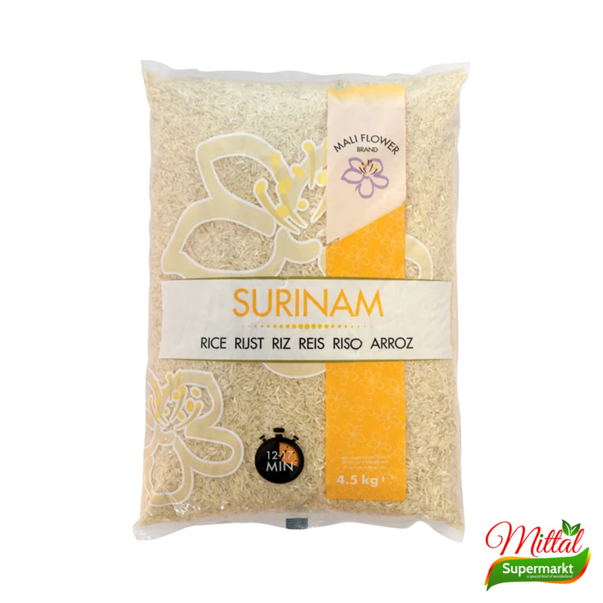 Mali Flower Surinaamse Rijst 4,5kg, Langkorrelige Witte Rijst (Long Grain Rice)