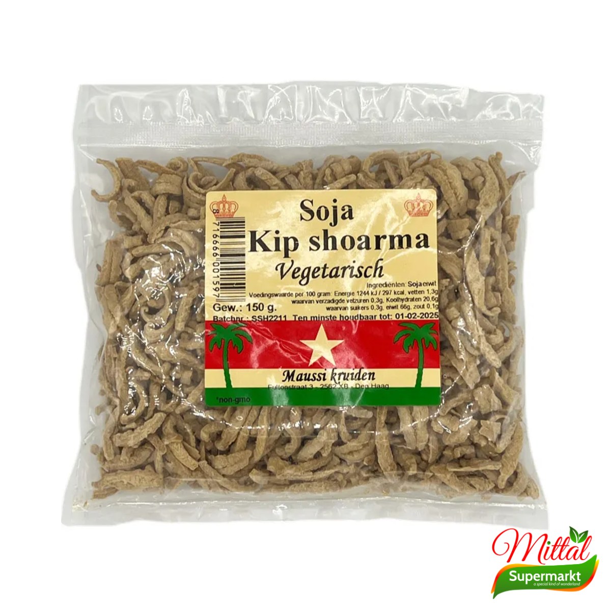 Maussi Soja Kip Shoarma 150g, Plantaardige Shoarmareepjes (Soya Shawarma Strips)