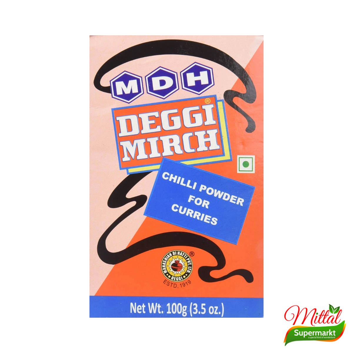 MDH Deggi Mirch 100g, Mild Rood Chilipoeder voor Kleur (Deggi Mirch)