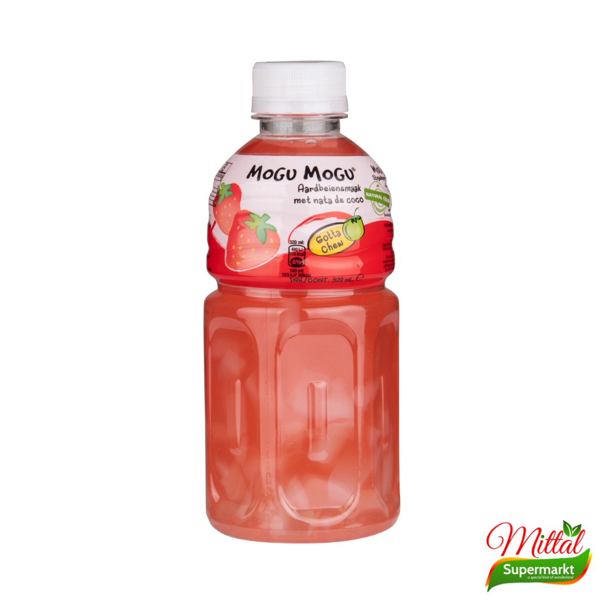Mogu Mogu Aardbei, Drank met Nata de Coco (Strawberry Drink)