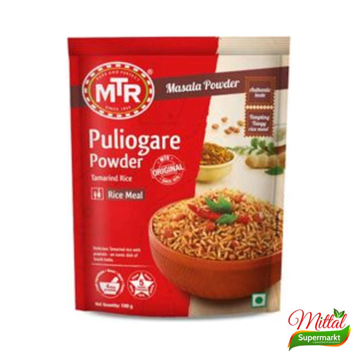 MTR Puliogare Powder 200g, Kruidenmix voor Tamarinderijst (Tamarind Rice Masala) 2 mtr puliogare powder 200g – MTR Puliogare Powder 200g