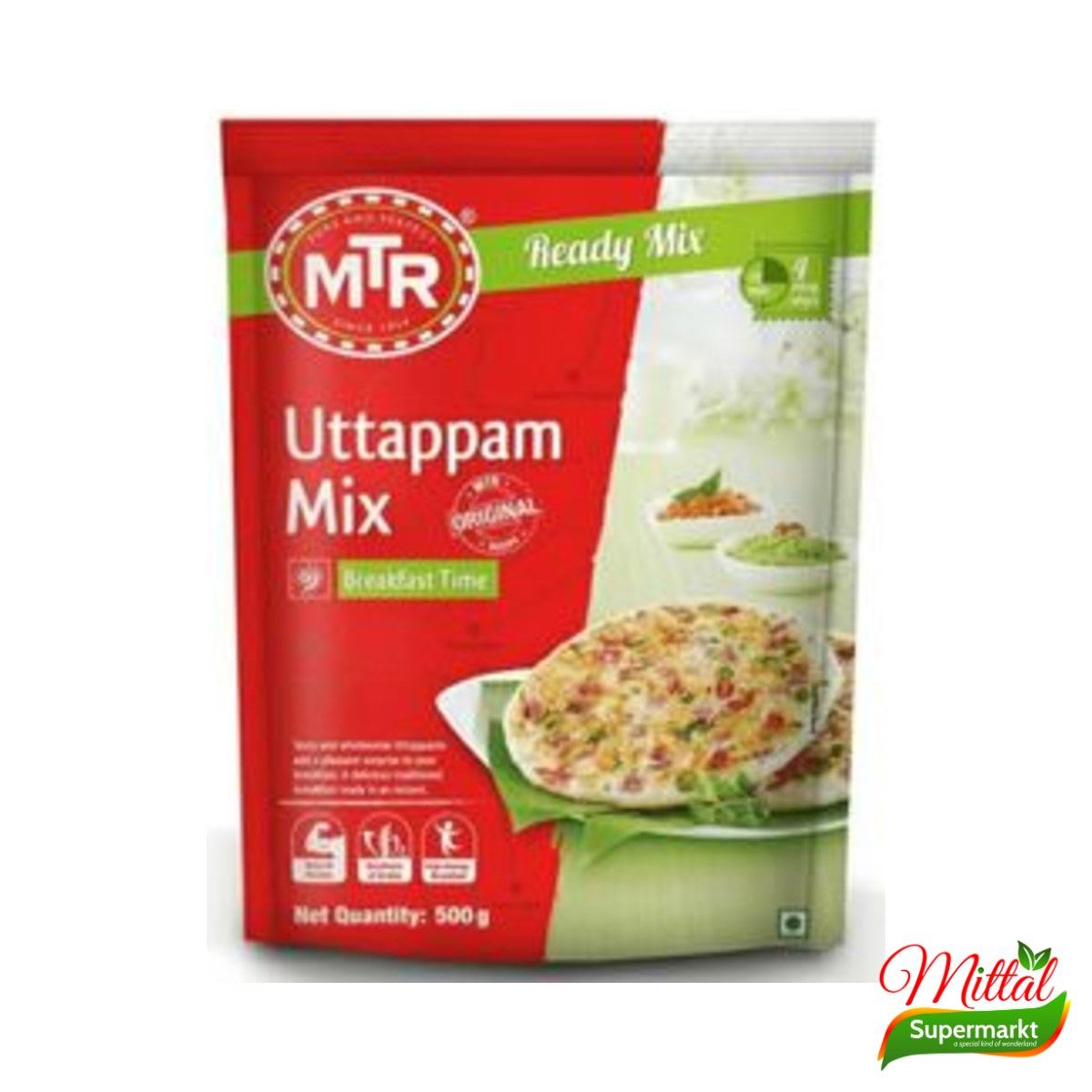 MTR Uttapam Mix 500g, Mix voor Zuid-Indiase Uttapam (Uttapam Mix)