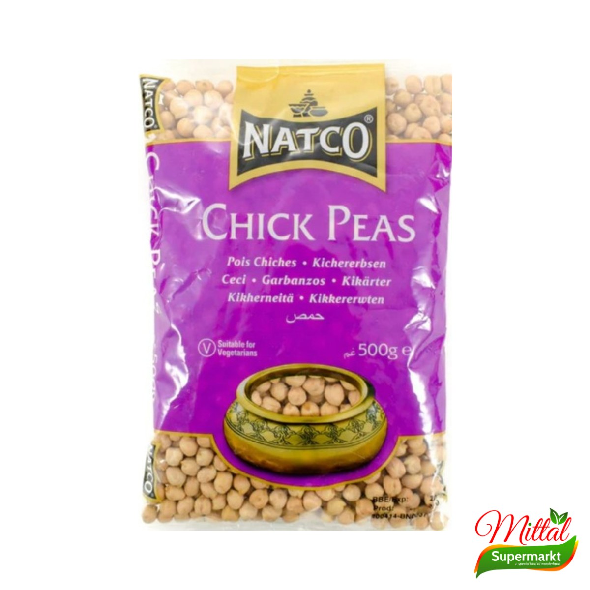 Natco Chick Peas 500g, Gedroogde Kikkererwten (Kabuli Chana)