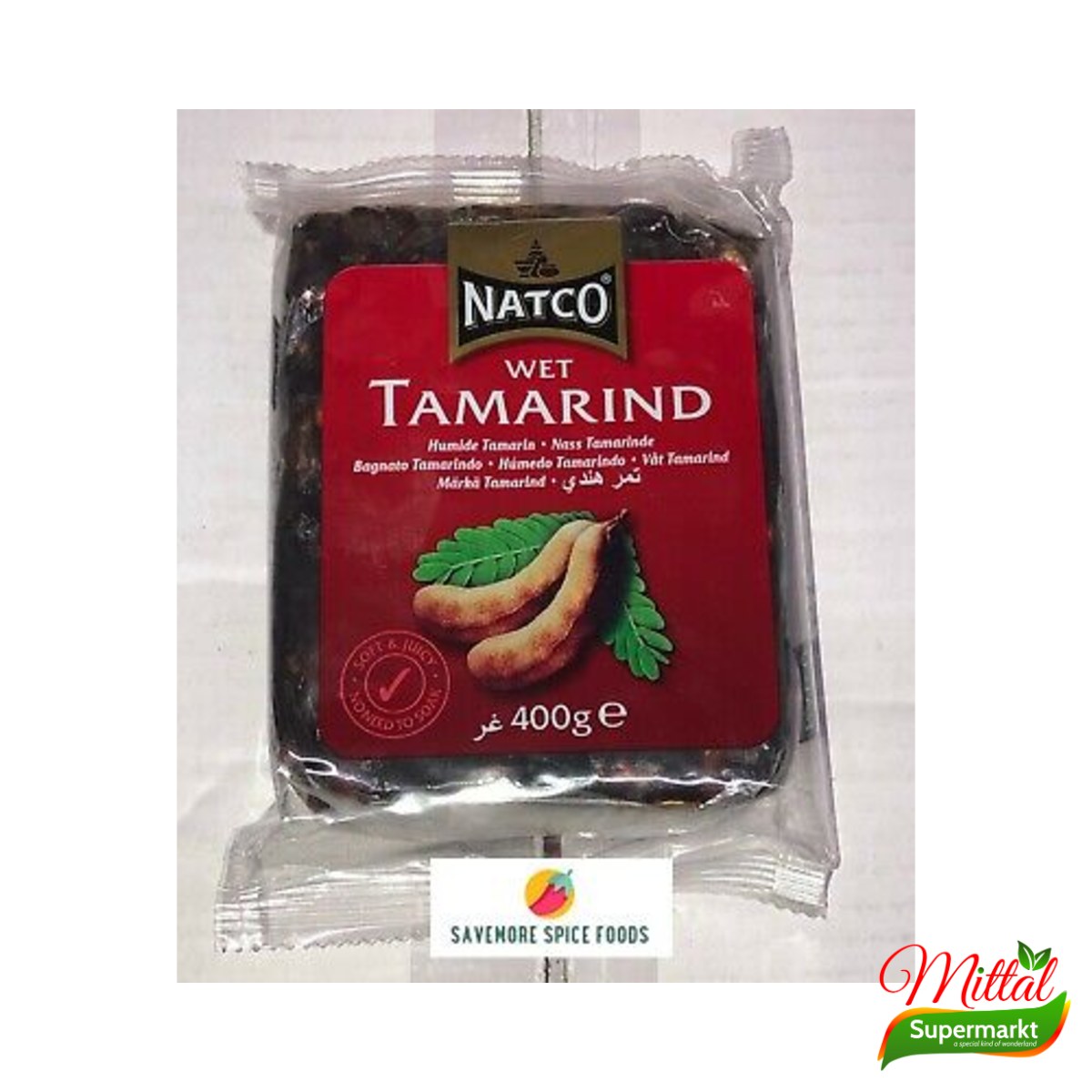 Natco Tamarinde Zonder Pit 400g, Zure Tamarindeblok (Imli)
