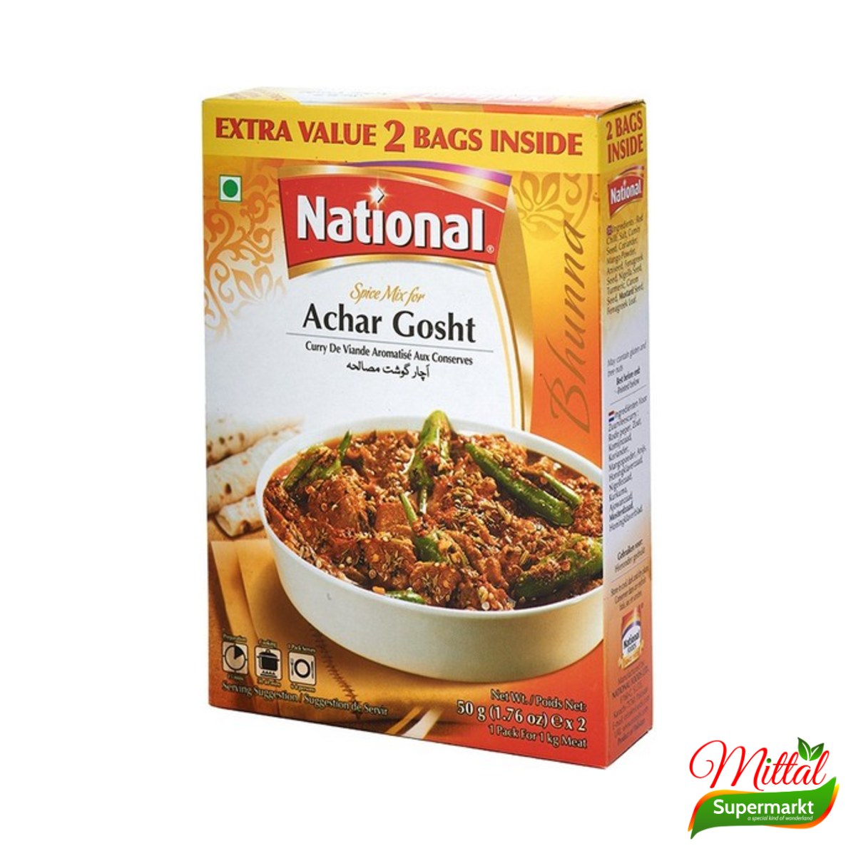 National Achar Gosht 100g, Kruidenmix voor Pittige Vleescurry (Achar Gosht Masala) 2 national achar gosht 100g – National Achar Gosht 100g