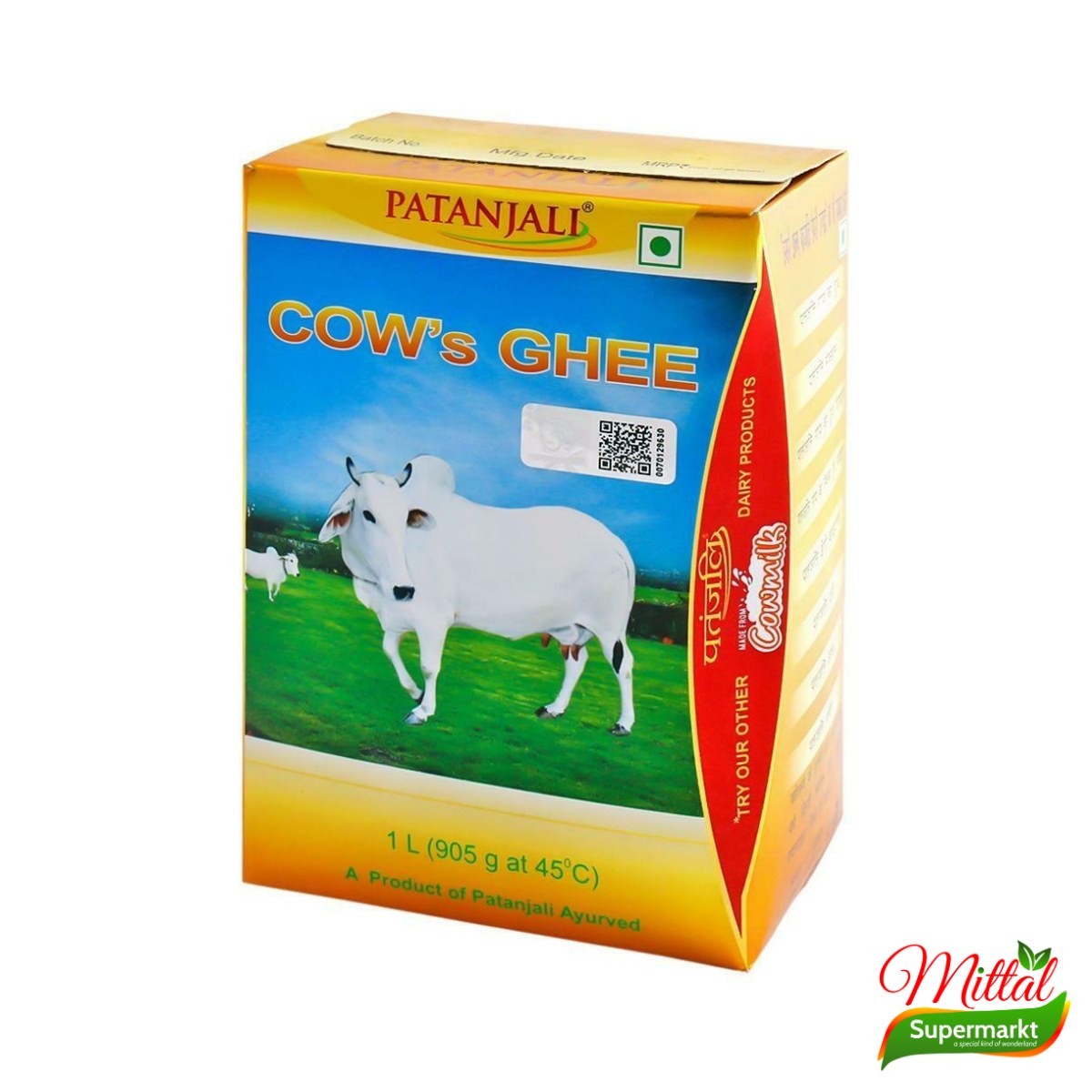 Patanjali Cow Ghee 1kg, Geklaarde Boter van Koemelk (Desi Ghee)