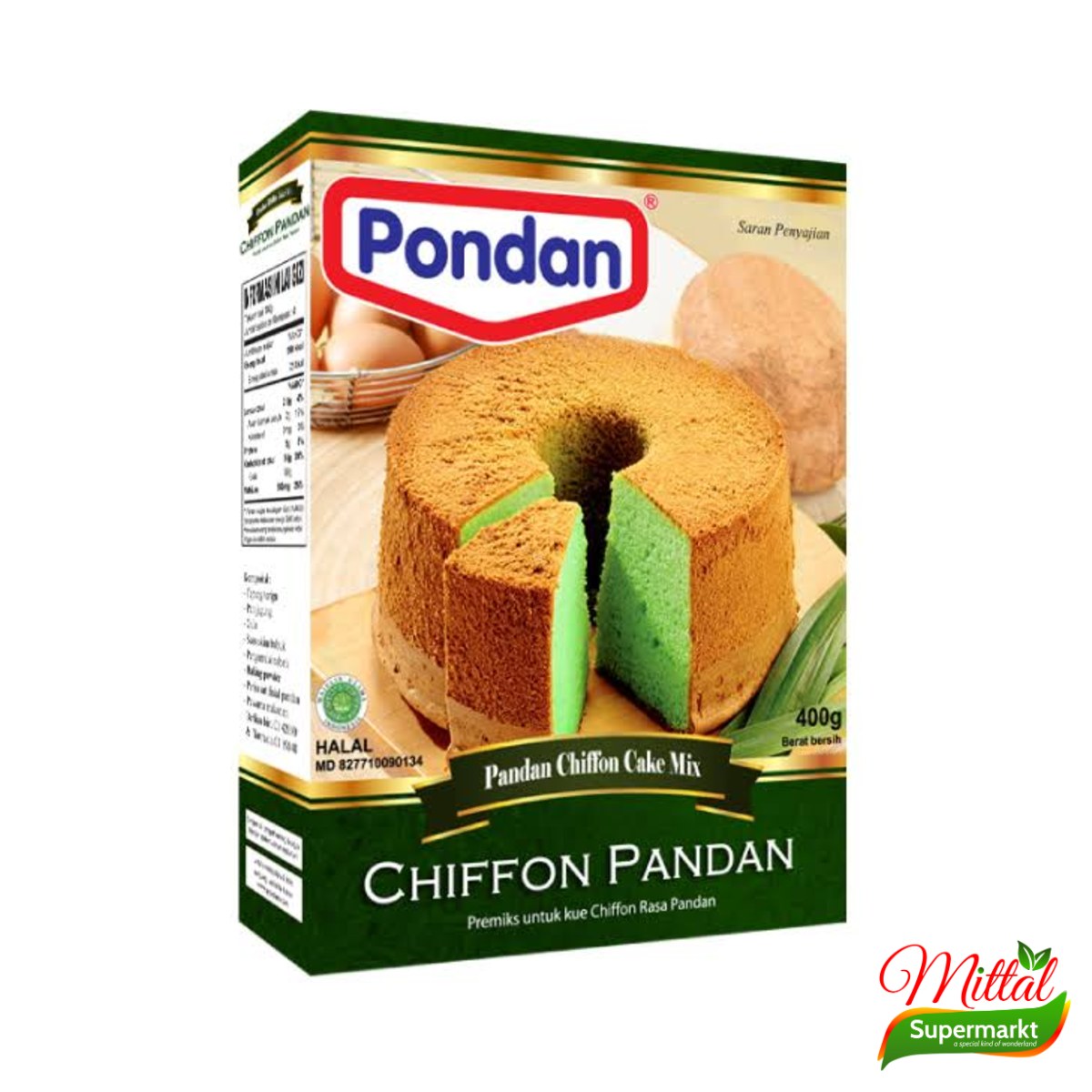 Pondan Pandan Chiffon Cake Mix, Bakmix voor Luchtige Cake (Chiffon Cake Mix)