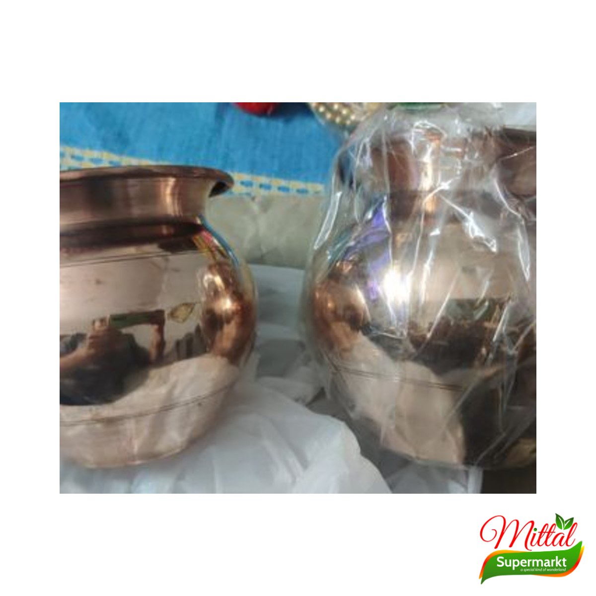 Pooja Kalash Koper Groot, Rituele Kruik voor Puja (Copper Kalash)