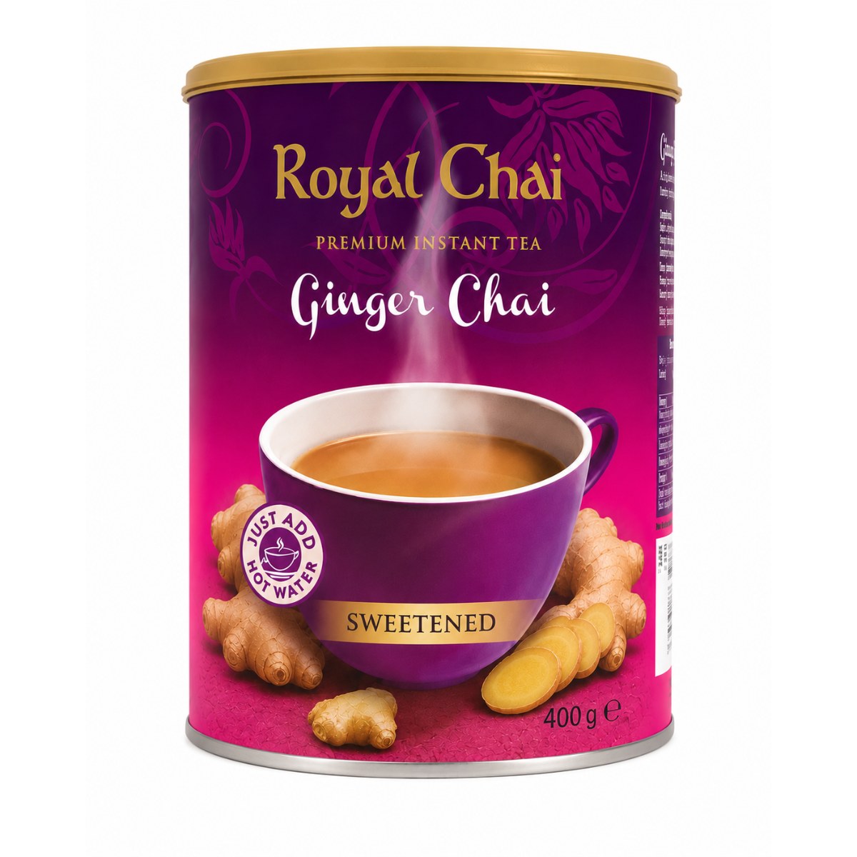 Royal Chai Ginger Sweetened Tub 400g, Gember Chai Voorraadpot (Ginger Tea) 2 royal chai ginger sweetened tub 400g – Royal Chai Ginger Sweetened Tub 400g