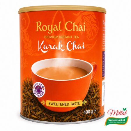 Royal Chai Karak Sweetened Tub 400g, Karak Chai Voorraadpot (Karak Tea)