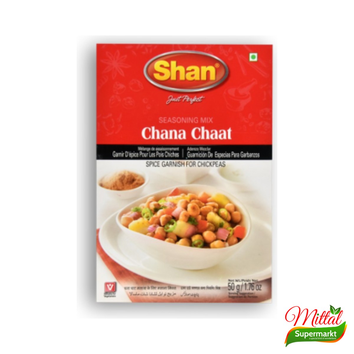 Shan Chana Chaat 60g, Kruidenmix voor Kikkererwtensalade (Chana Chaat Masala)