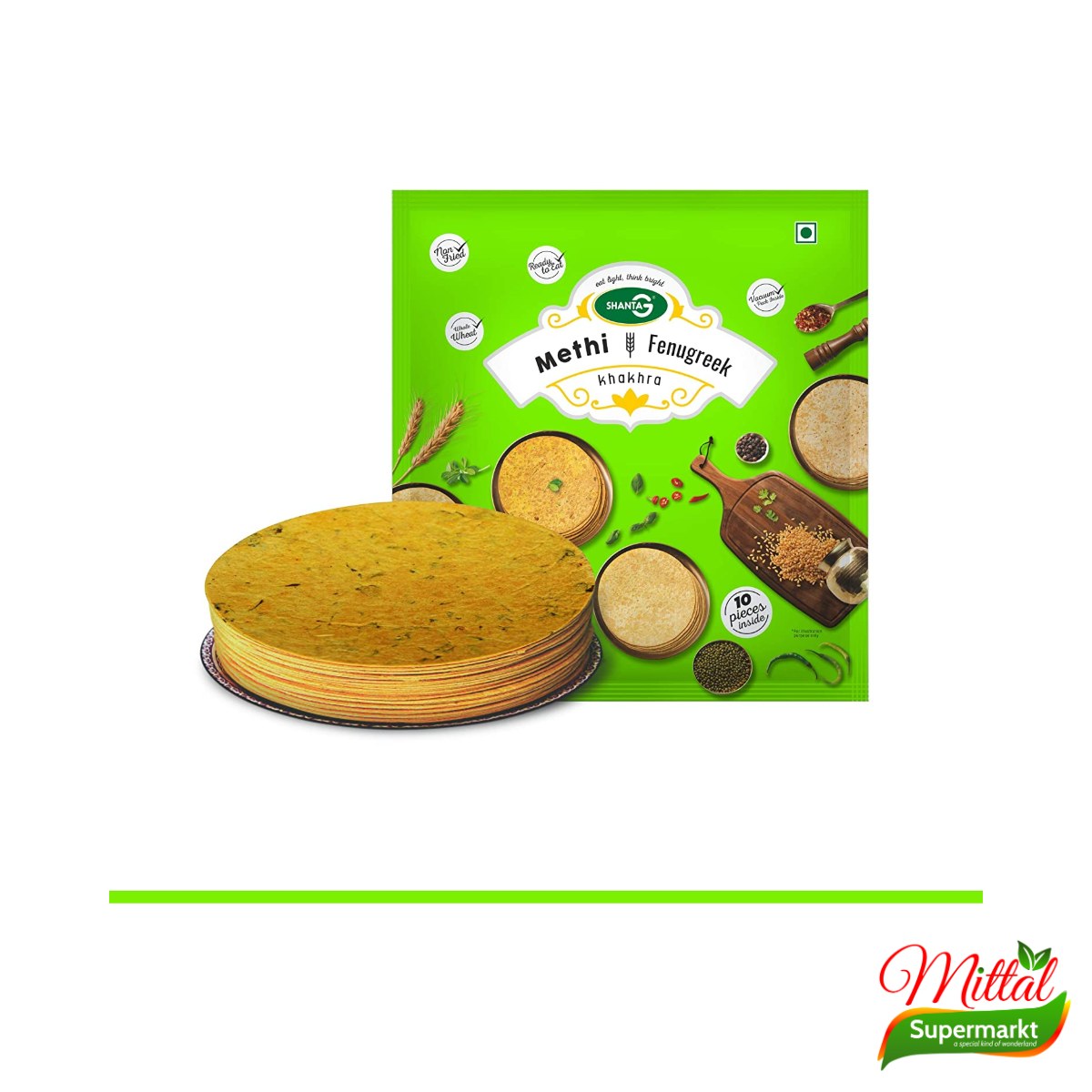 Shanta G Khakhra Methi 200g, Krokant Platbrood met Fenegriek (Khakhra)