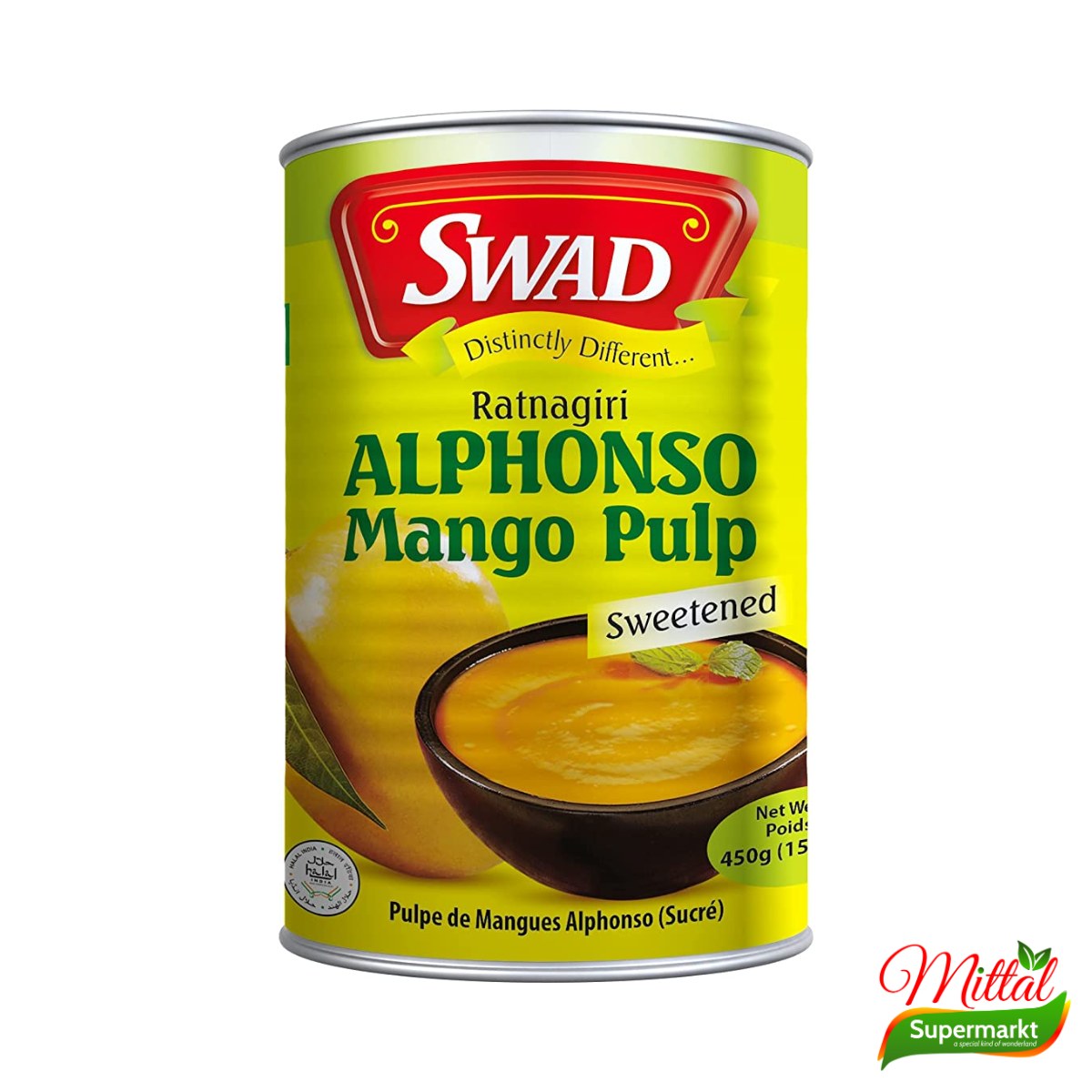 Swad Alphonso Mangoschijfjes 450g, Zoete Mango op Siroop (Mango Slices)