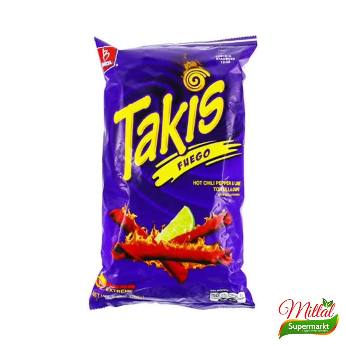 Taki Fuego 55g, Pittige Maïschips met Chili en Limoen (Spicy Corn Snack)