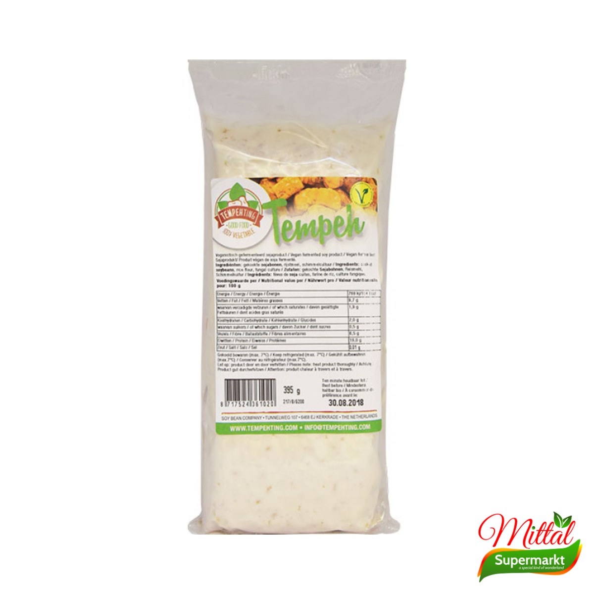 Tempeh 386g, Gefermenteerde Sojabonen (Tempeh)