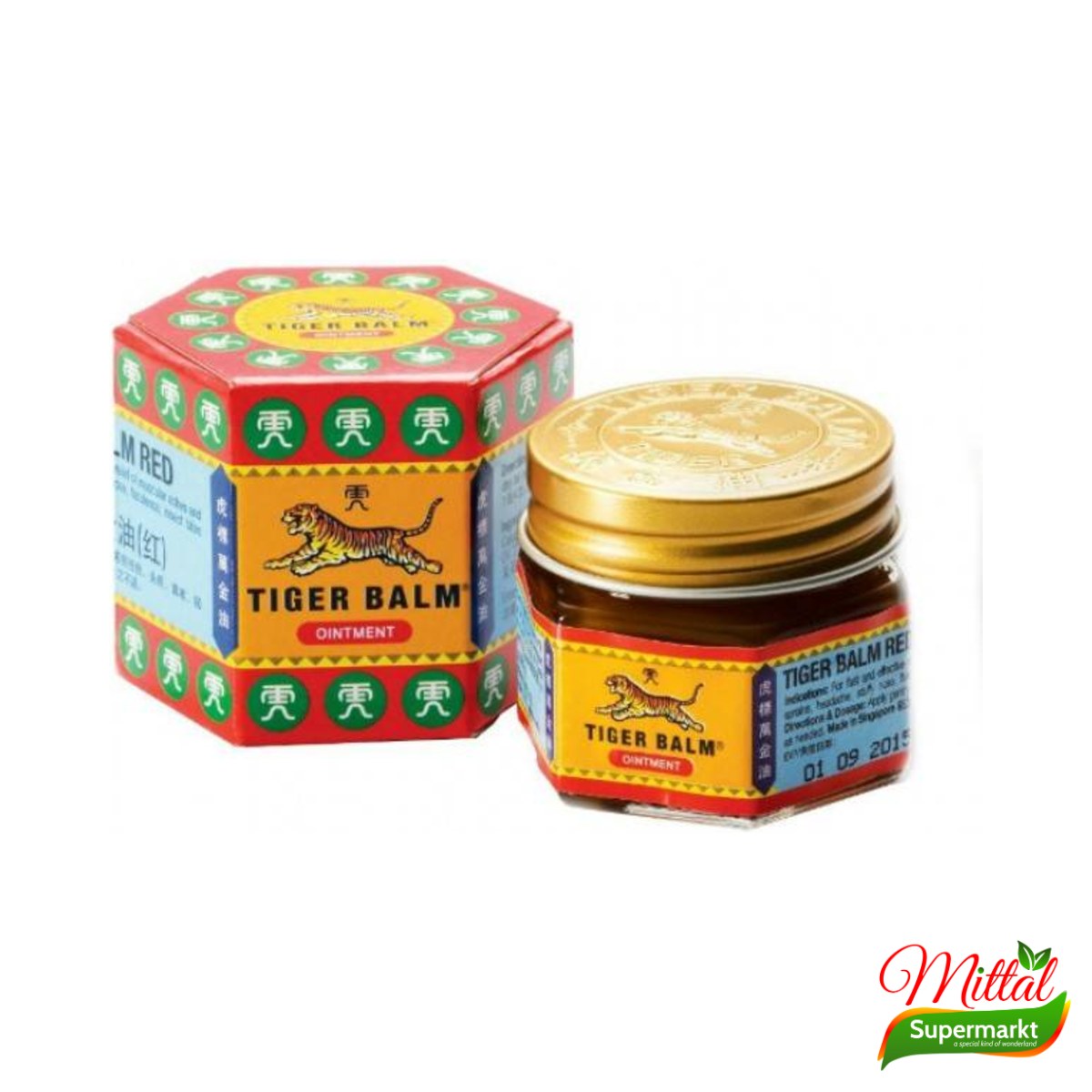 Tiger Balm Rood, Kruidenbalsem met Kamfer en Menthol (Red Balm)