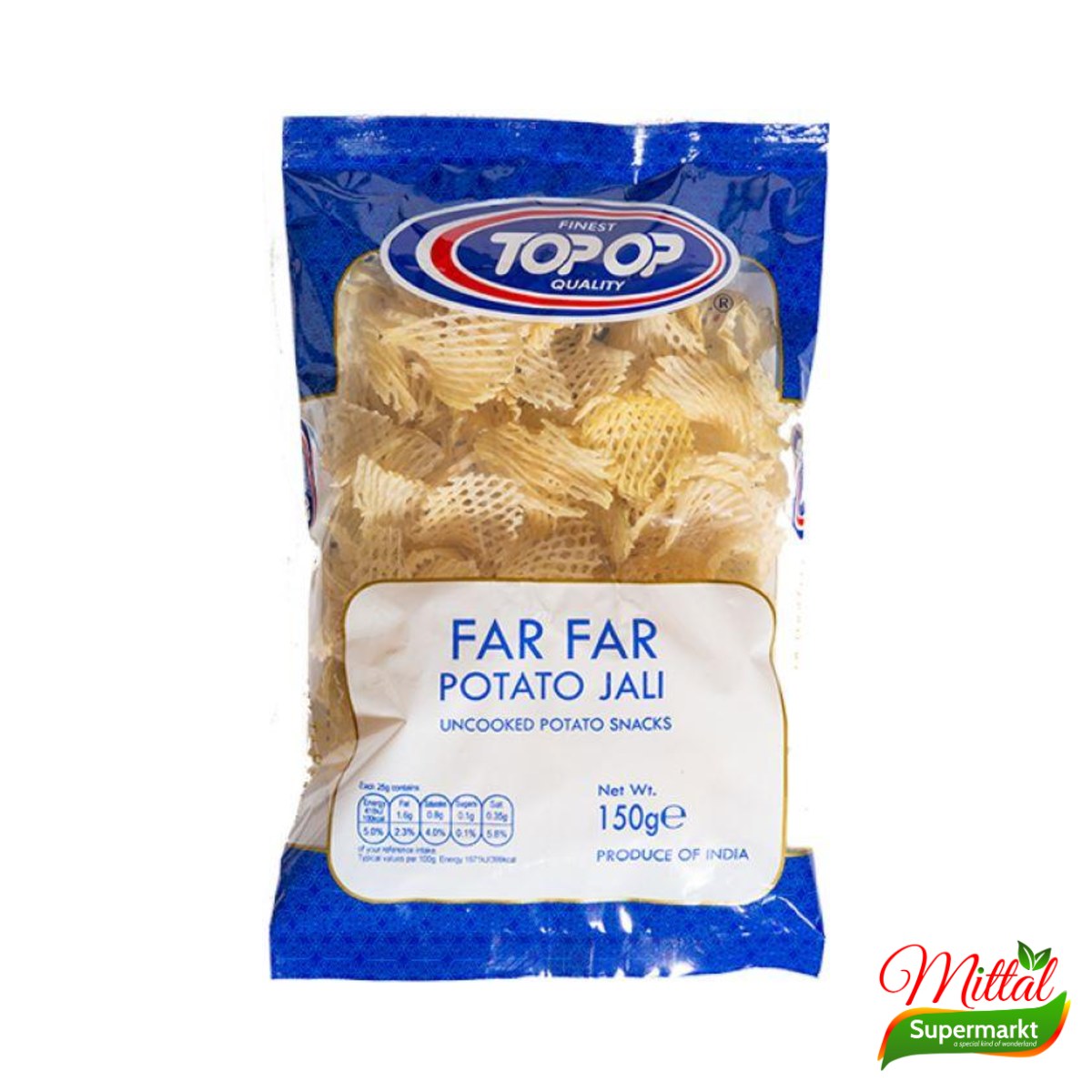 Topop Far Far Potato Jali 150g, Ongebakken Aardappelfryums (Fryums)