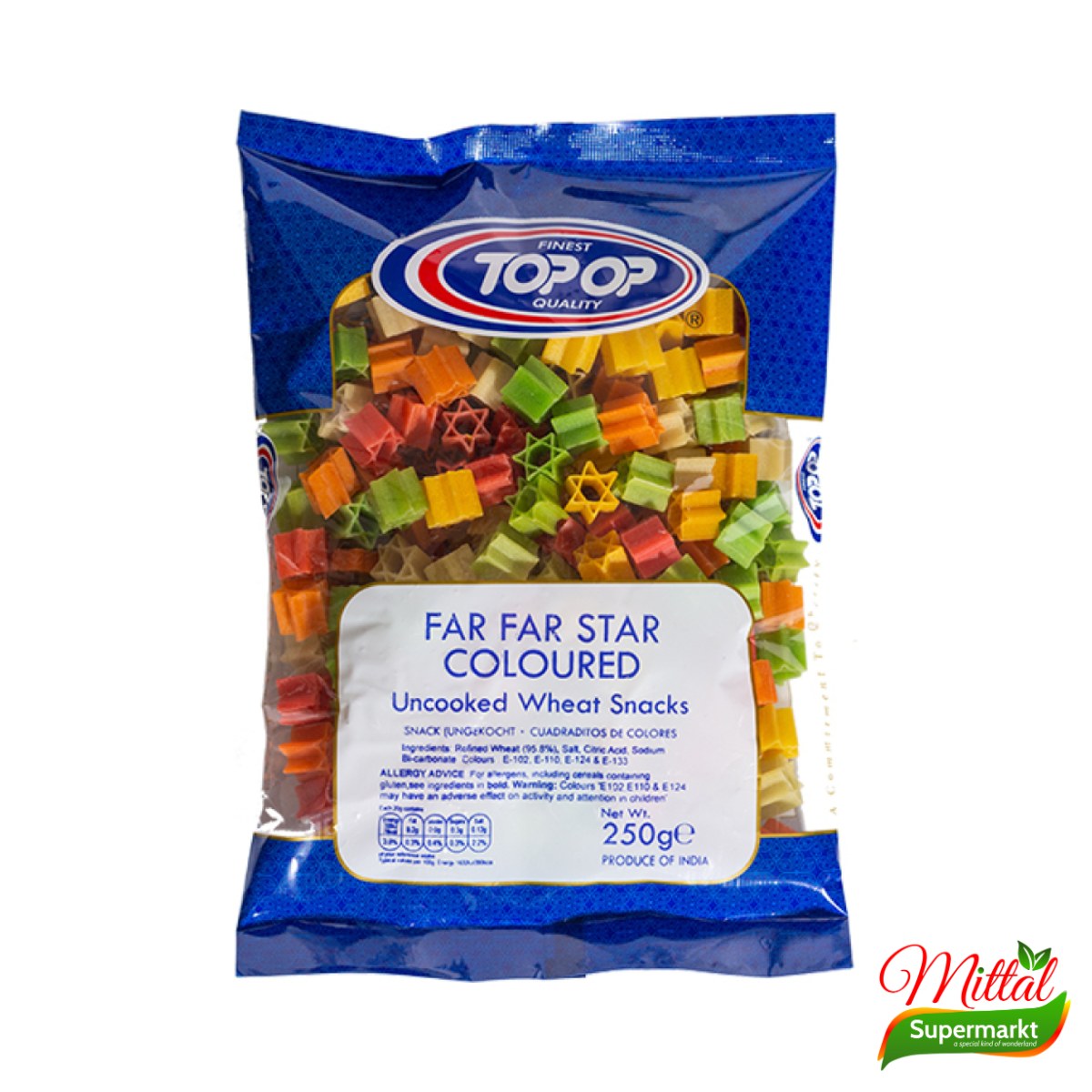 Topop Far Far Sterren 250g, Ongebakken Fryums voor Snacks (Fryums)