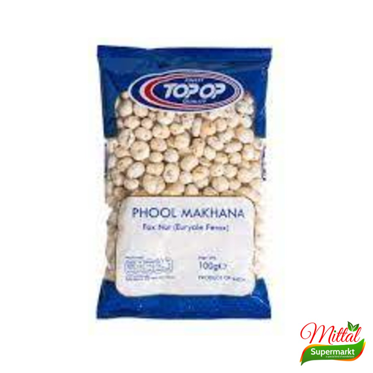Topop Phool Makhana 100g, Gepofte Lotuszaden (Fox Nuts)
