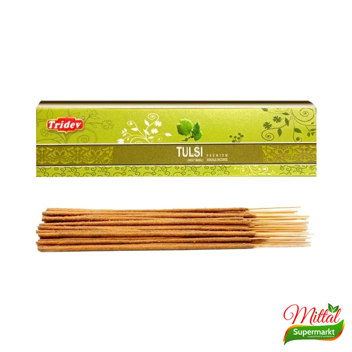 Tridev Tulsi Wierookstokjes 20 Stuks, Agarbatti voor Puja (Tulsi Incense)
