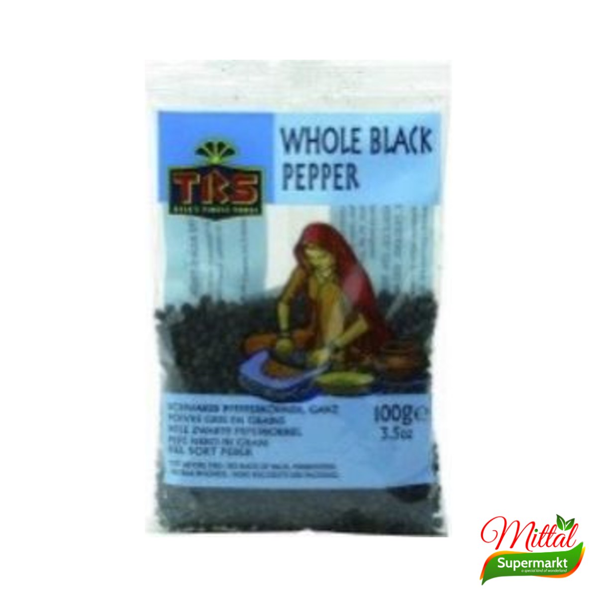 TRS Black Pepper Whole 100g, Hele Zwarte Peperkorrels (Kali Mirch)