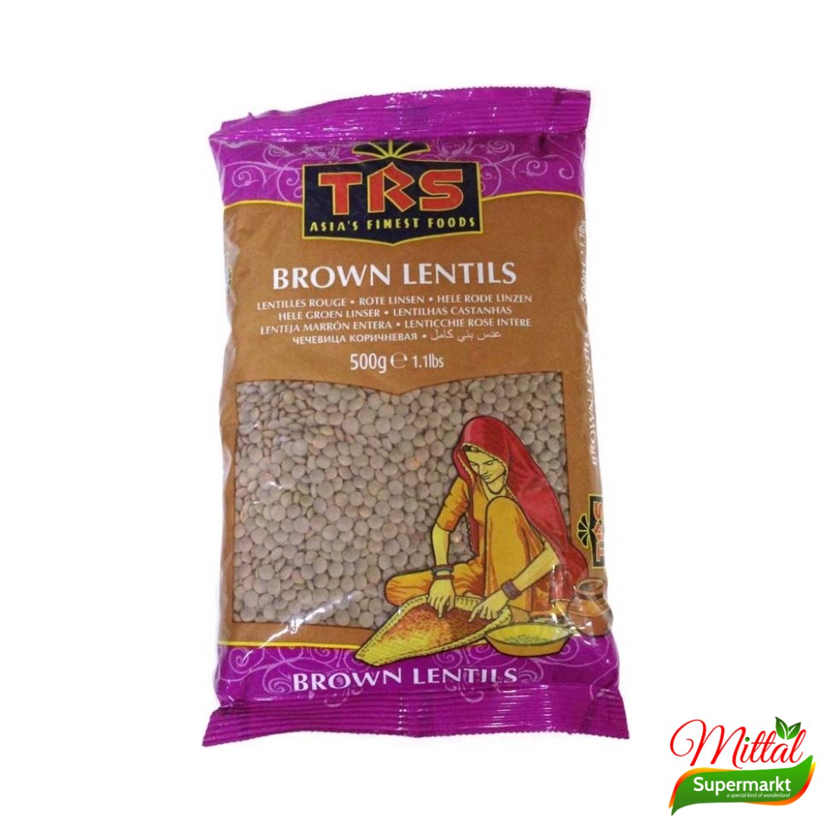 TRS Brown Lentils 500g, Hele Bruine Linzen (Sabut Masoor)