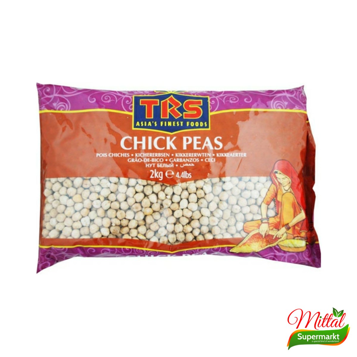 TRS Chick Peas 2kg, Gedroogde Kikkererwten Grootverpakking (Kabuli Chana)