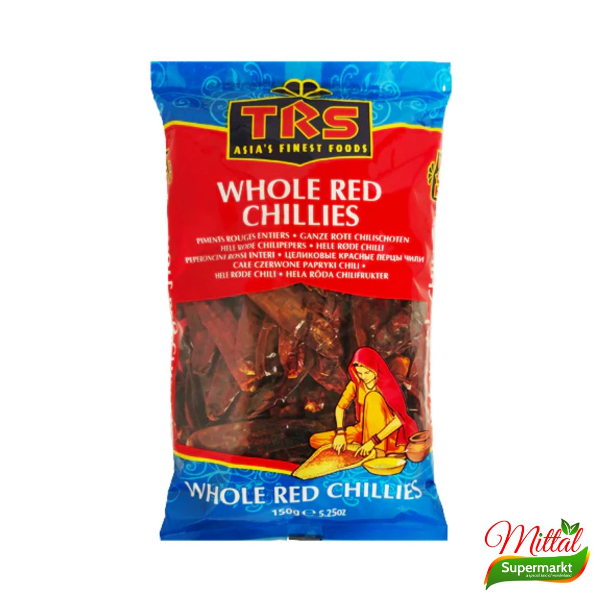 TRS Chili Whole 150g, Hele Gedroogde Rode Pepers (Whole Dried Chillies)