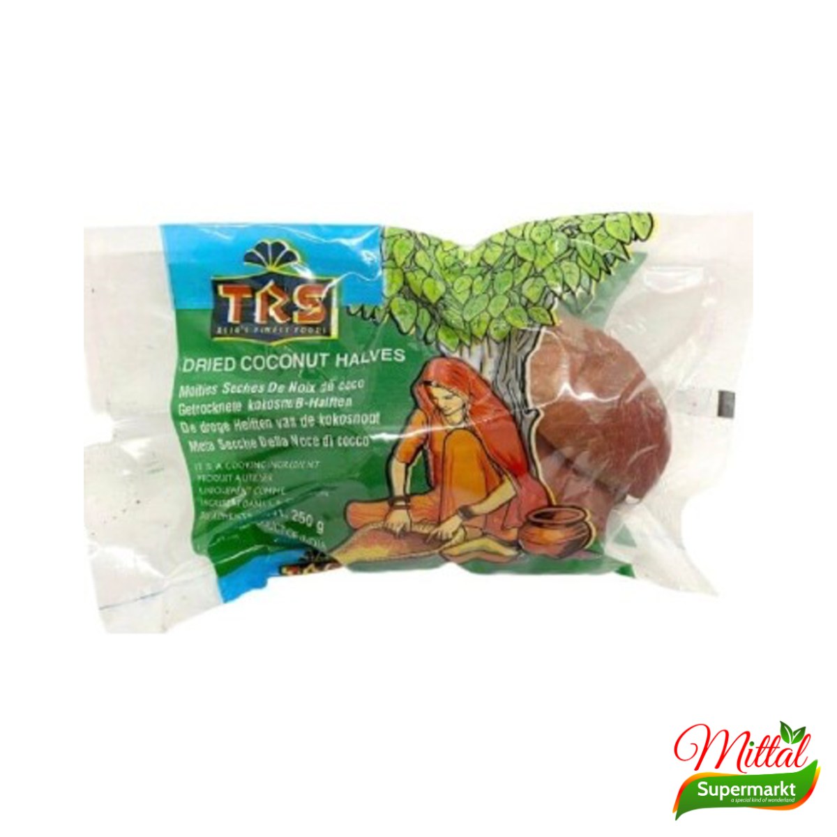 TRS Gedroogde Kokoshelften 250g, Zongedroogde Kokos (Dried Coconut)