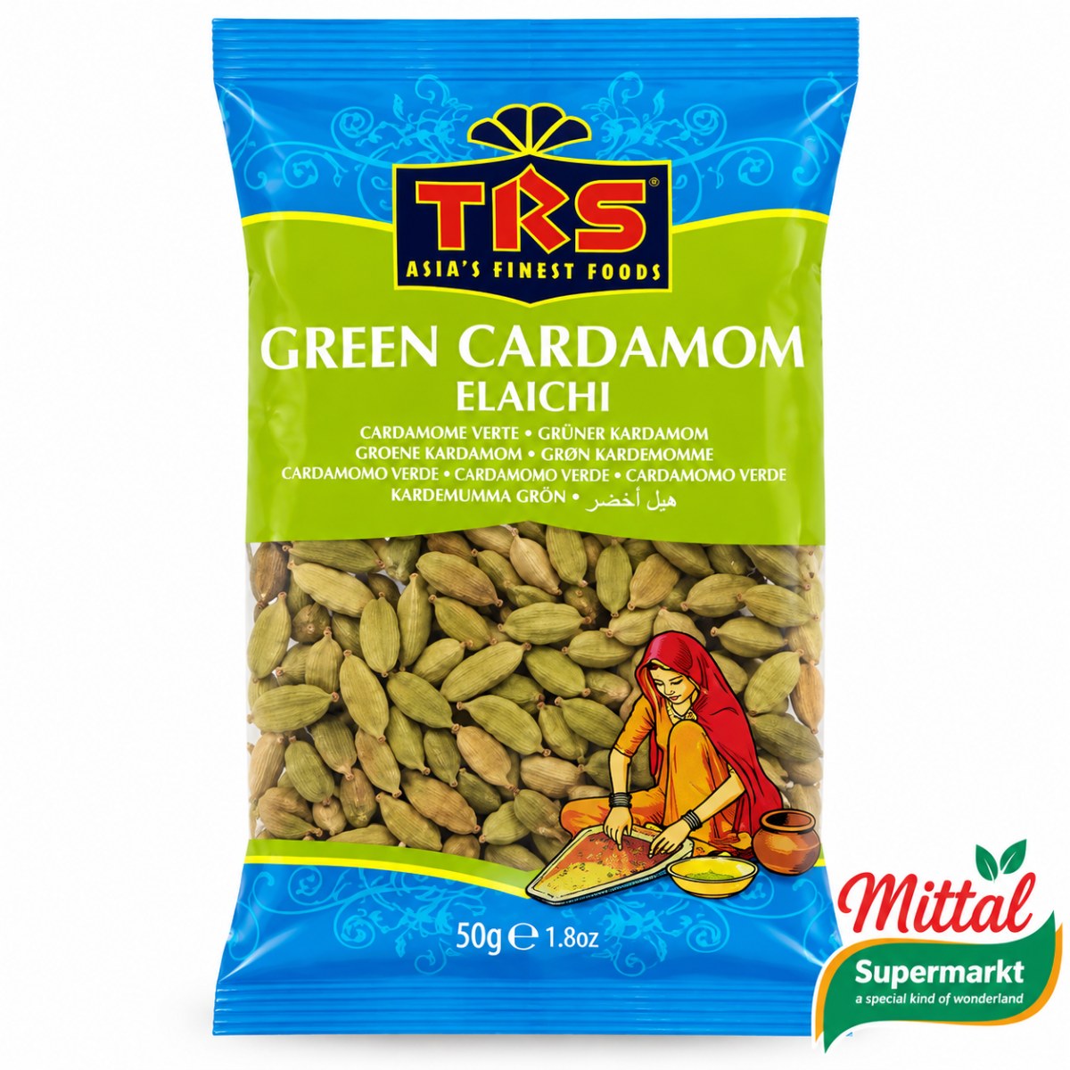 TRS Green Cardamom 50g, Groene Kardemompeulen (Elaichi) 2 trs green cardamom 50g – TRS Green Cardamom 50g