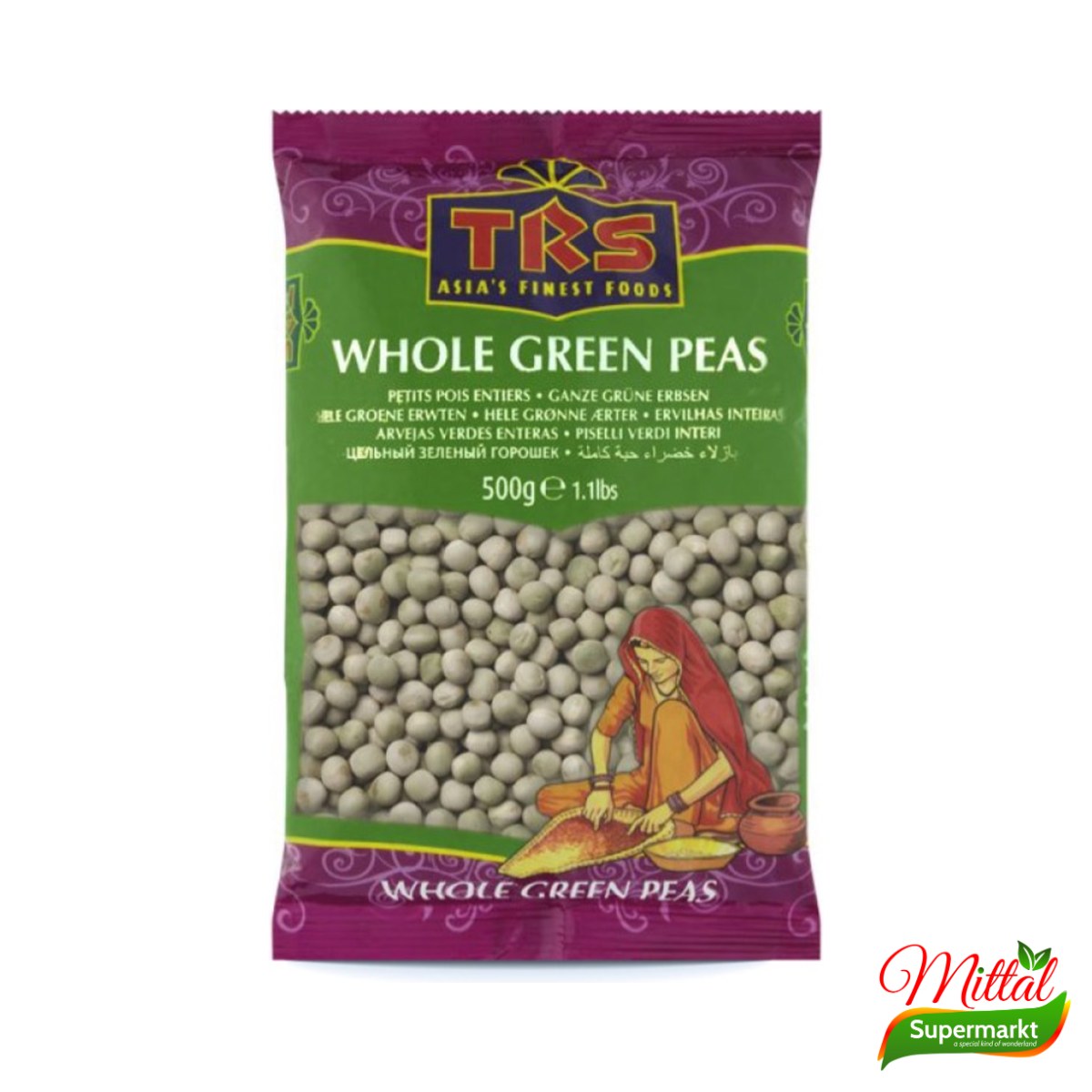 TRS Green Peas Whole 500g, Gedroogde Groene Erwten (Whole Green Peas)