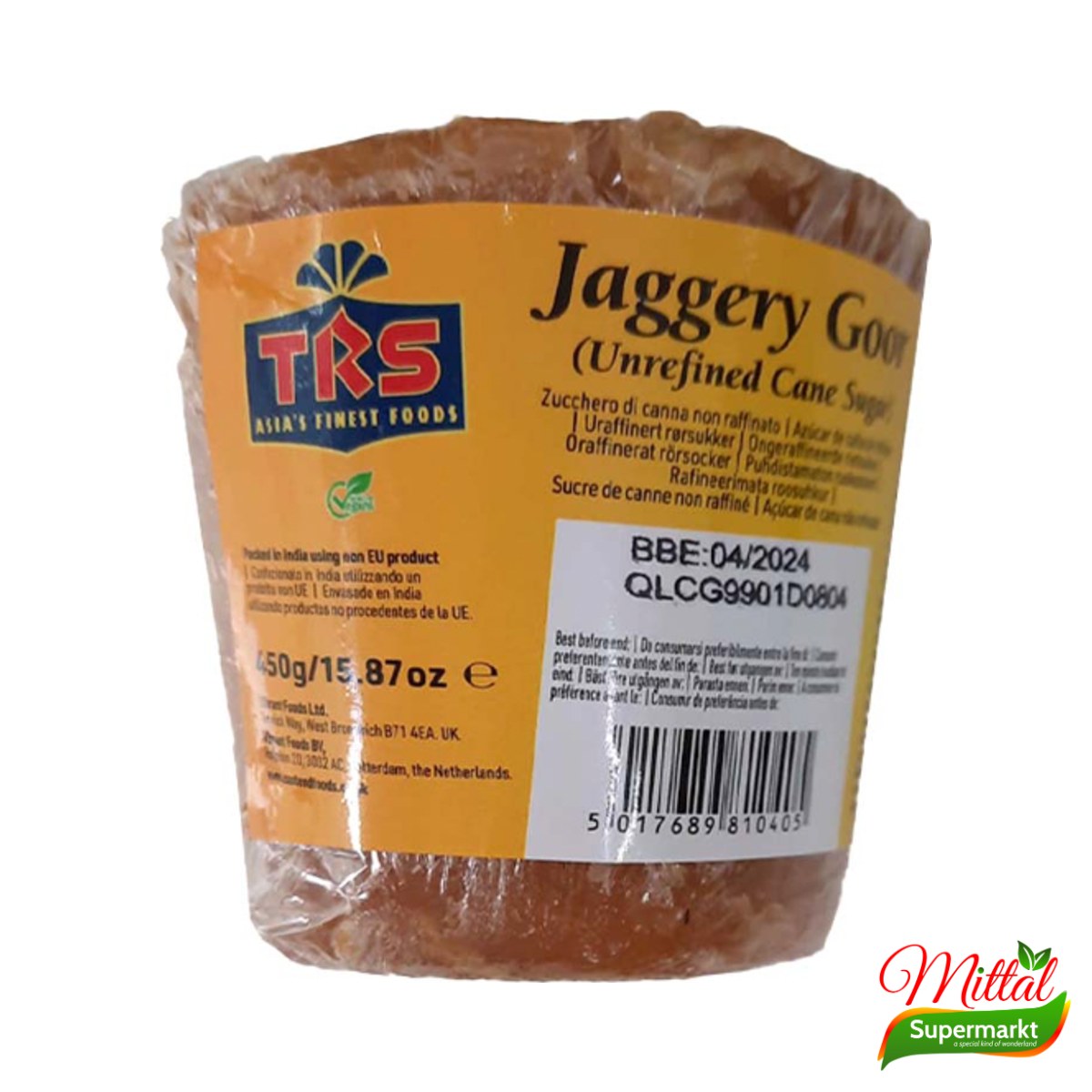 TRS Jaggery 450g, Ongeraffineerde Rietsuiker (Gur)
