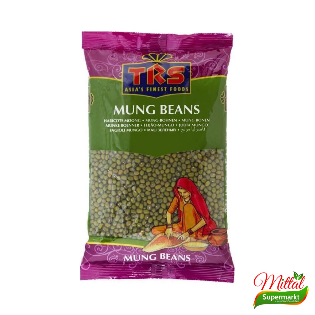 TRS Moong Beans Whole 1kg, Hele Groene Mungbonen (Green Mung)